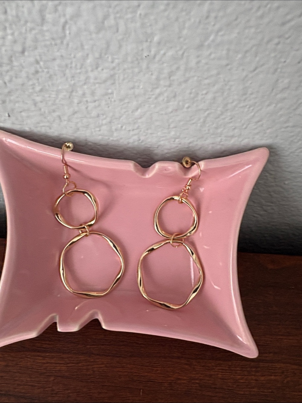 Gold Double Hoop Drop Earrings - Women Jewelry